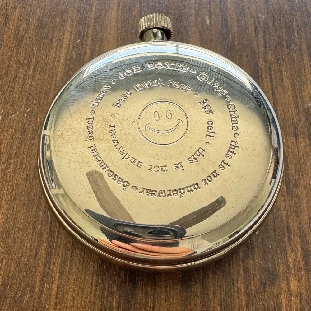 Vintage Joe Boxer Timex Smiley Face Quartz Pocket Watch NO CLIP 90s Y2K